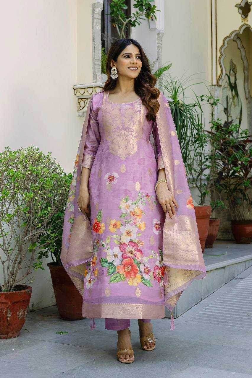 Tissue Silk Party Wear Printed Kurtis Kurti Bottom With Dupatta - MYLUXURY LANE ENTERPRISE
